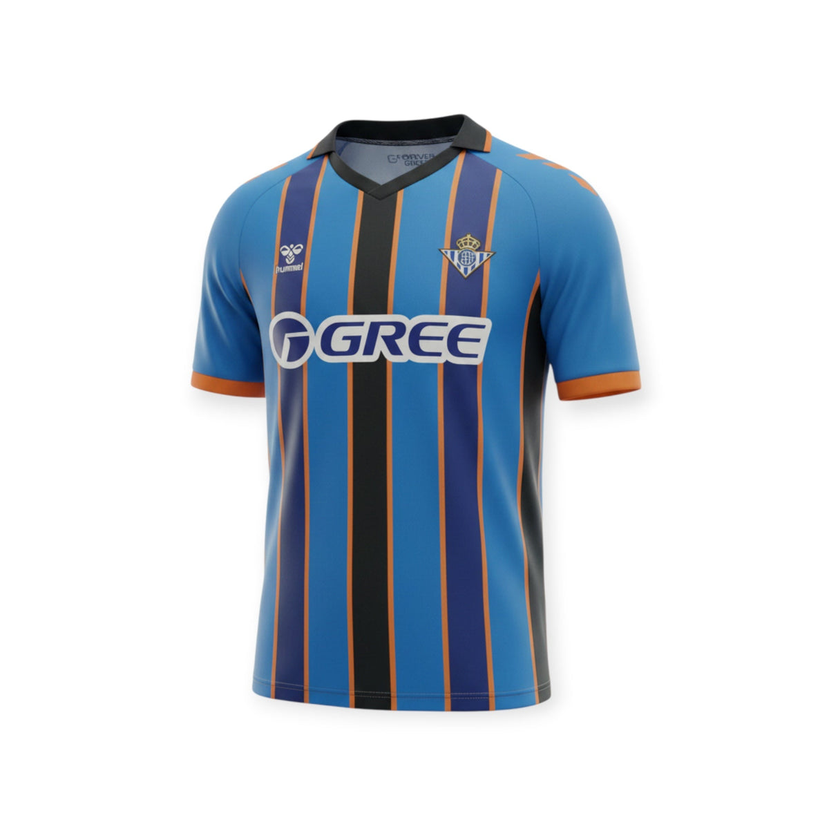 Archive Football Real Betis 2026/2027 special edition jersey in blue with black and orange vertical stripes