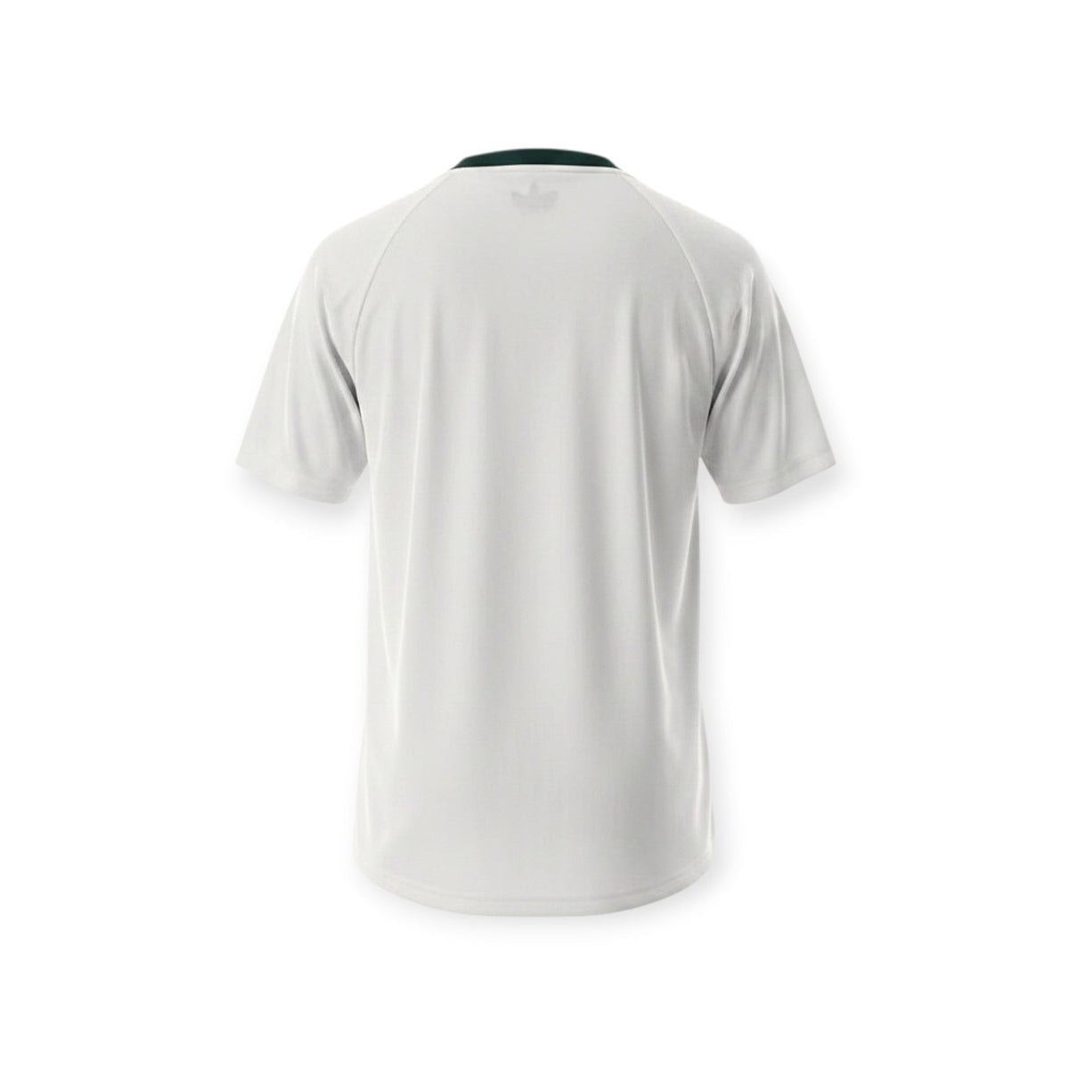Vista trasera de la camiseta Real Madrid 125th Anniversary Edition de Archive Football en color blanco con cuello verde