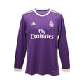 Archive Football Real Madrid 2016/17 long-sleeve away jersey in purple with white details and embroidered club crest.