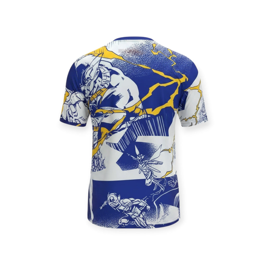 Back view of Archive Football Real Madrid 2026/2027 special edition jersey with blue, white, and yellow graphic print.