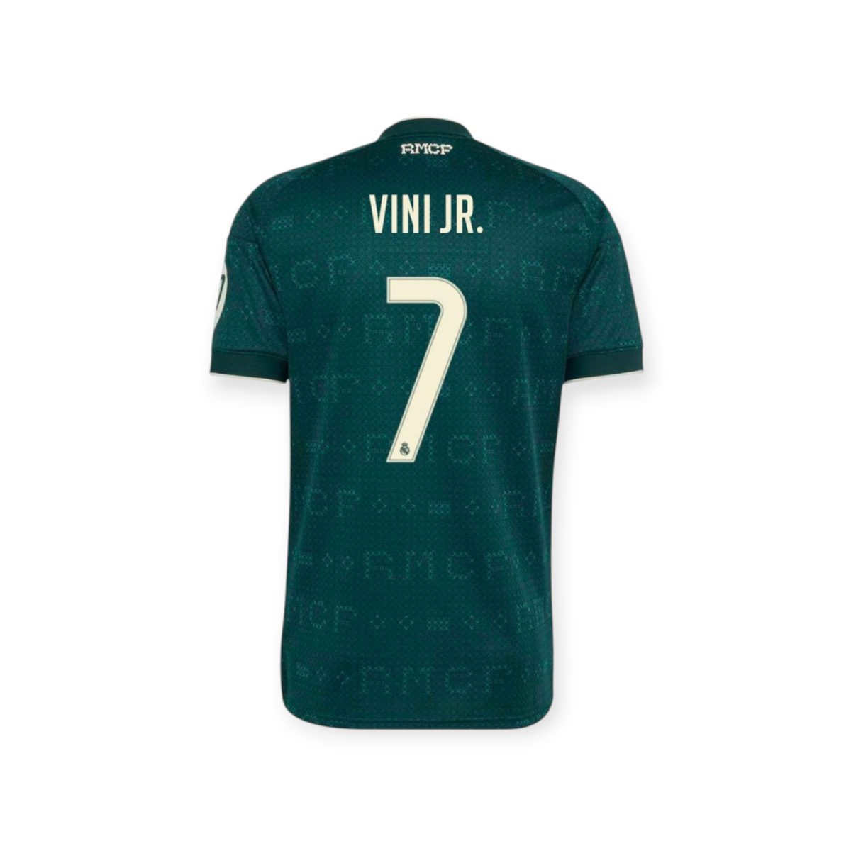 Archive Football Real Madrid 2026/27 away jersey in dark green with Vinicius Jr. name and number 7 on the back