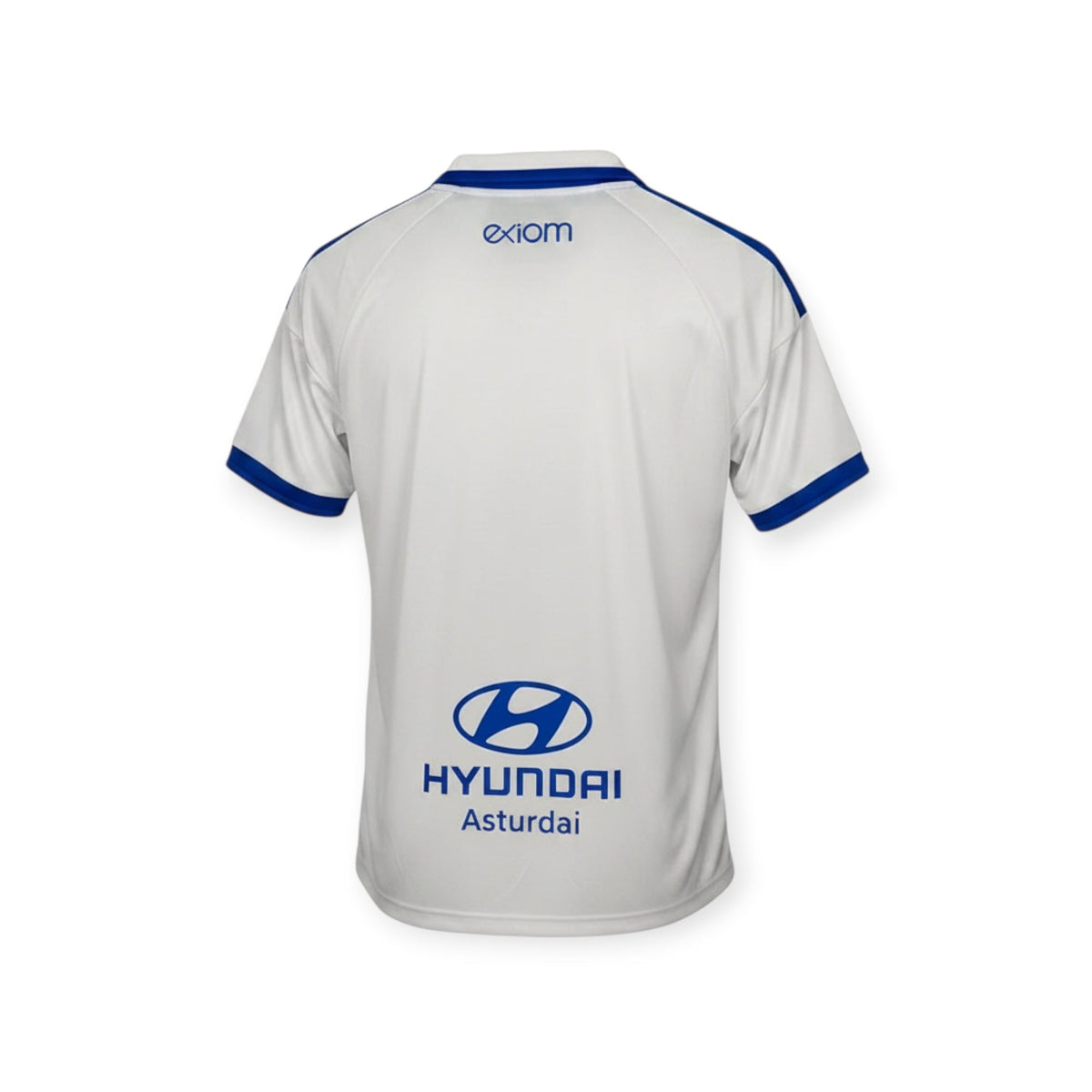 Archive Football Real Oviedo 2026/2027 away jersey, white with blue trim, back view showing sponsor logos