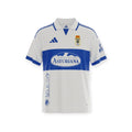 Archive Football Real Oviedo 2026/2027 away jersey in white and blue with high-density team emblem and sponsor logos.