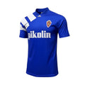 Archive Football Real Zaragoza 1992/93 away retro jersey in blue with white shoulder stripes and sponsor logo.