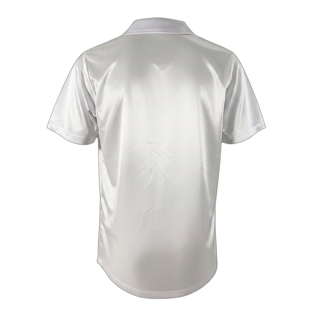 Archive Football Sevilla 1987-90 retro home jersey, back view of the plain white short-sleeve polyester shirt.