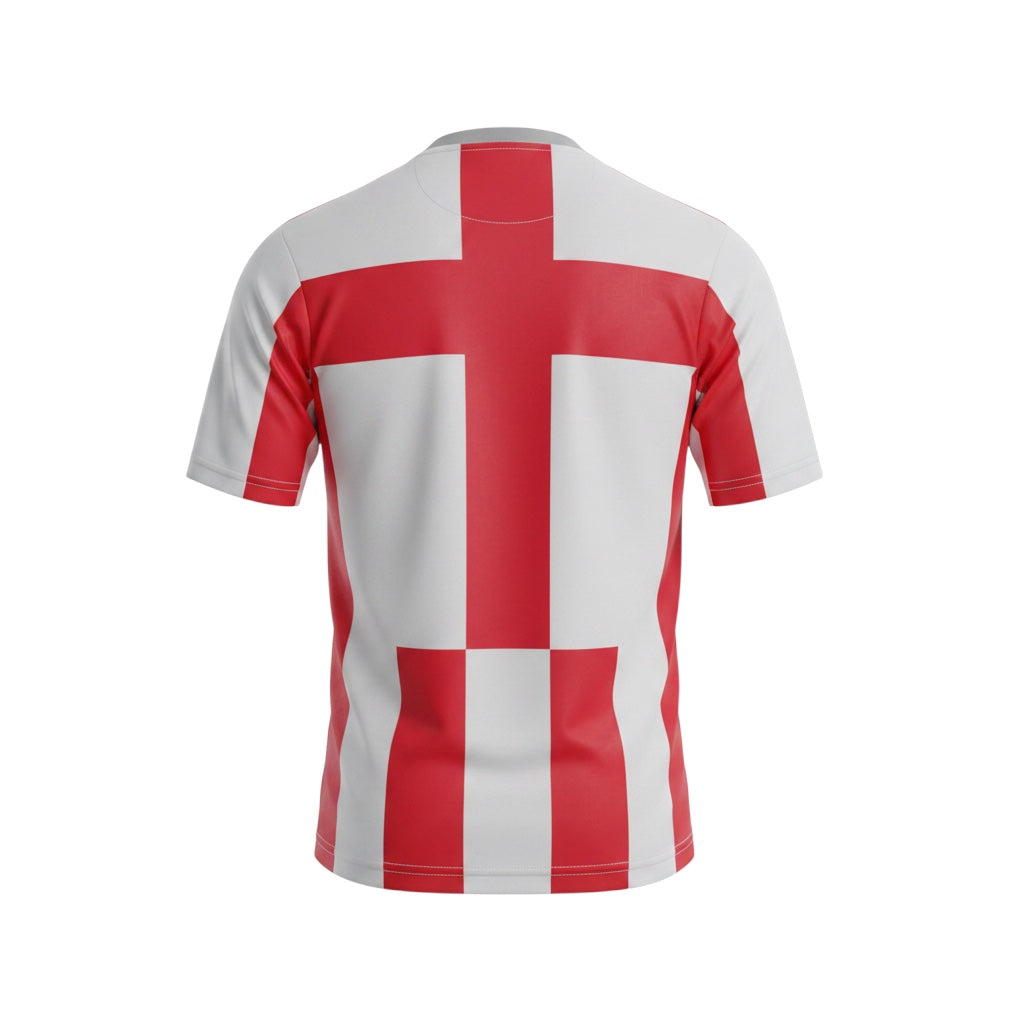 Archive Football Sporting Lisbon 1986/88 retro home jersey, white and red polyester shirt, back view.