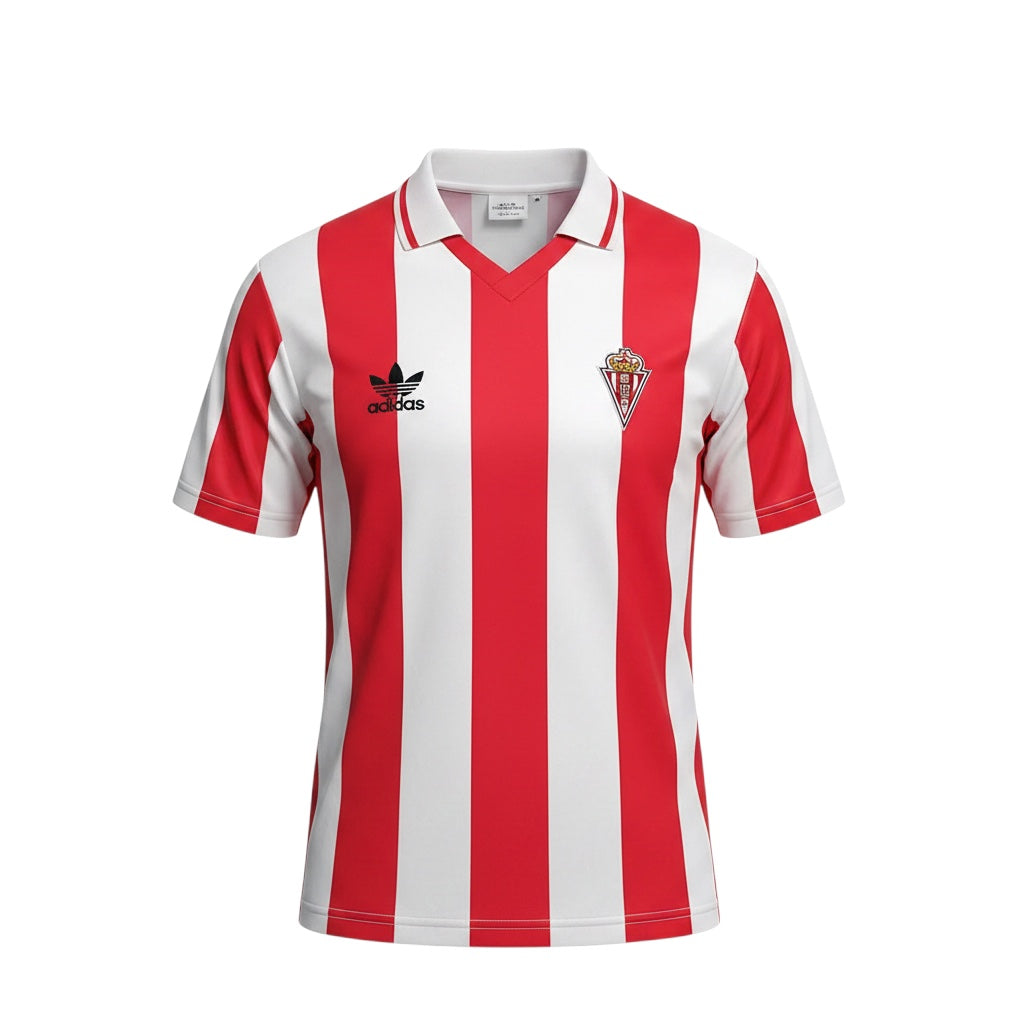 Archive Football Sporting Lisbon 1986/88 retro home jersey with red and white vertical stripes and embroidered crest