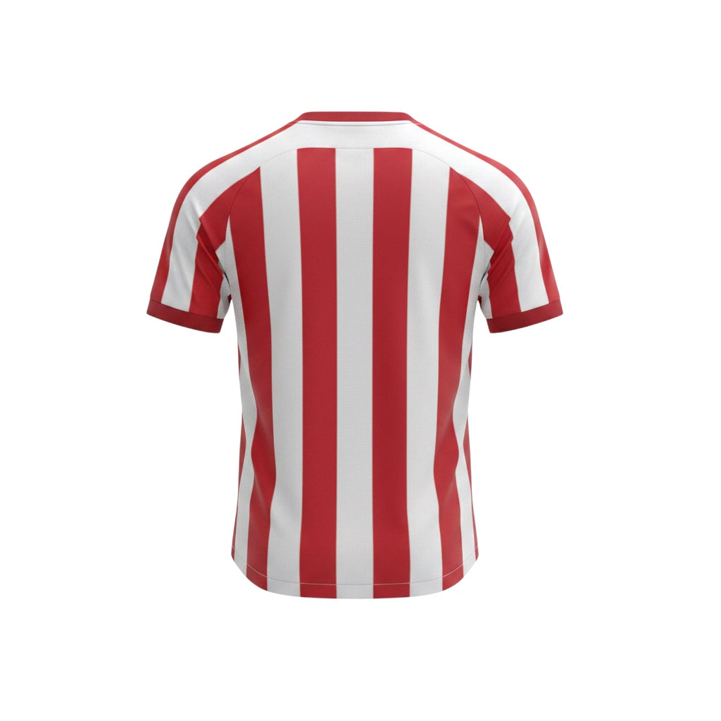 Archive Football Sunderland 2005/06 home retro jersey, red and white striped polyester shirt, back view