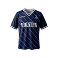 Archive Football Tottenham Hotspur 1988 retro third jersey in navy blue with diagonal stripes and white detailing.