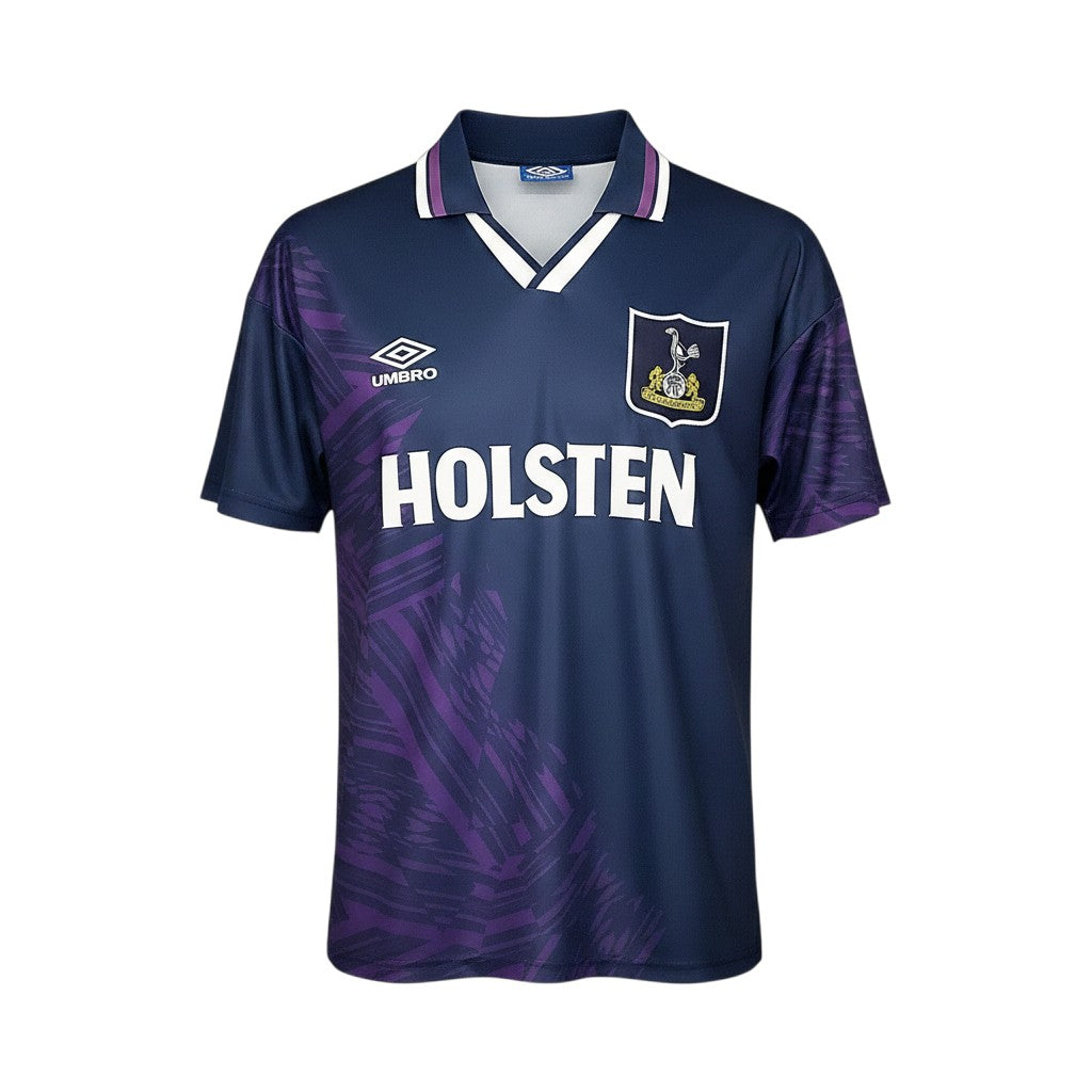 Camiseta retro de visitante del Tottenham Hotspur 1994/95 de Archive Football en azul marino con detalles morados