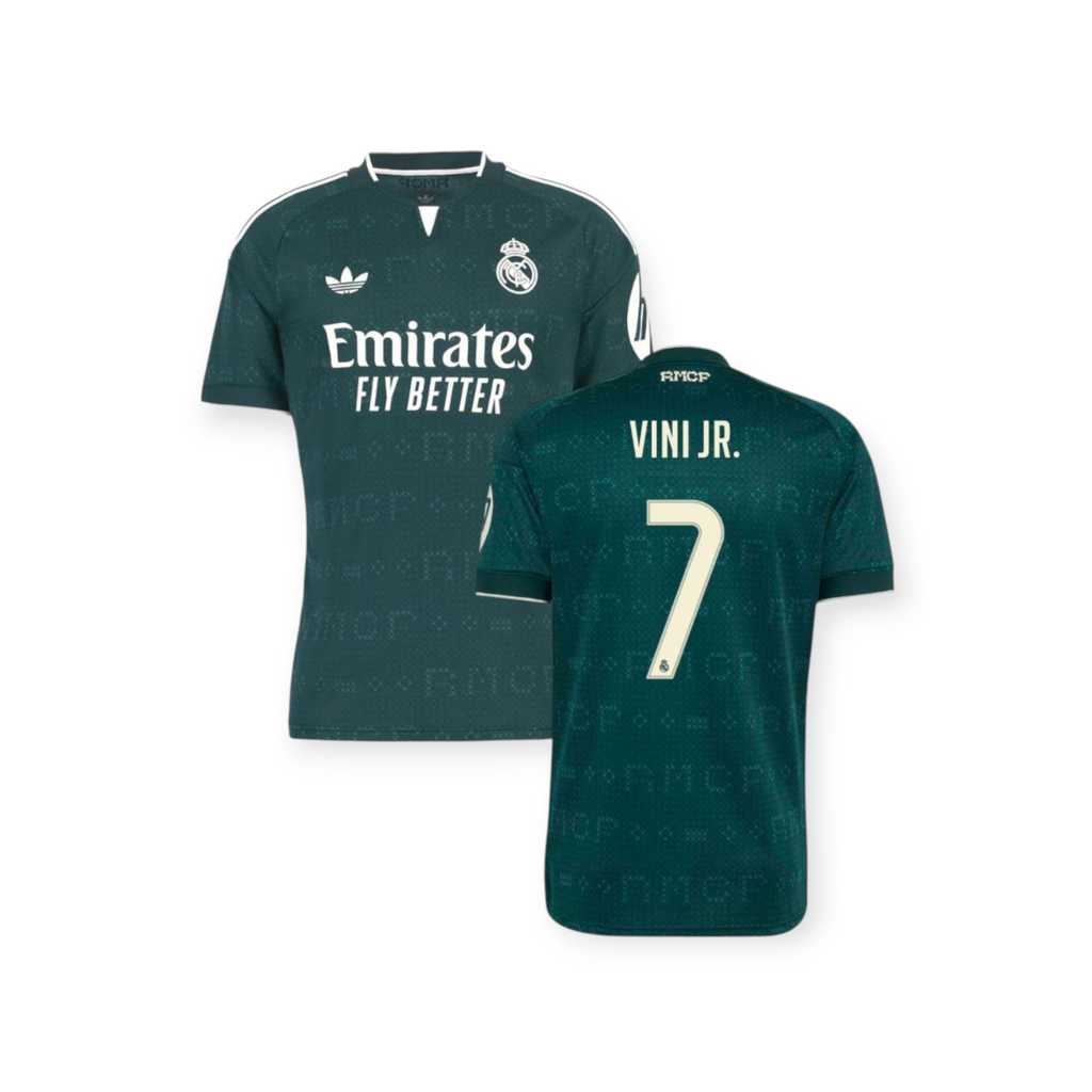 Archive Football Vinícius Jr. Real Madrid 2026/27 away jersey in dark green with white details and player number 7