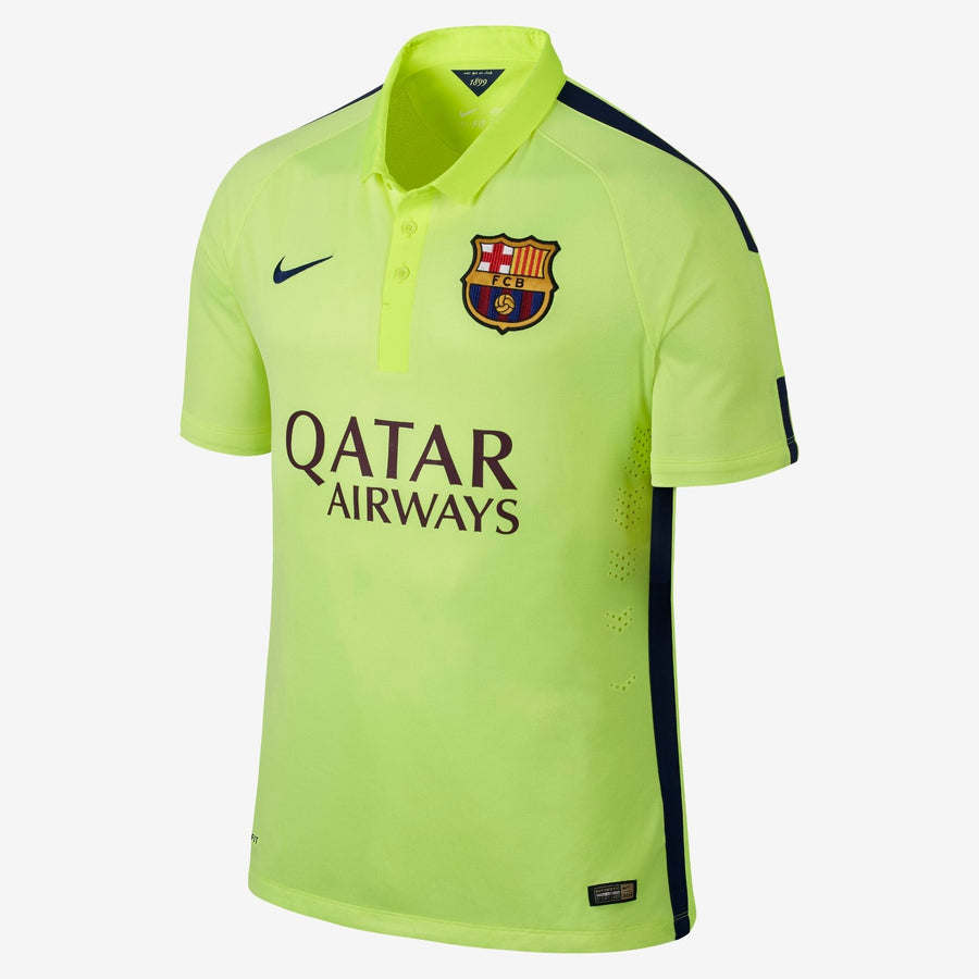 Barcelona Third Kit 14/15 Neymar Jr #11 – yellow retro football jersey back view