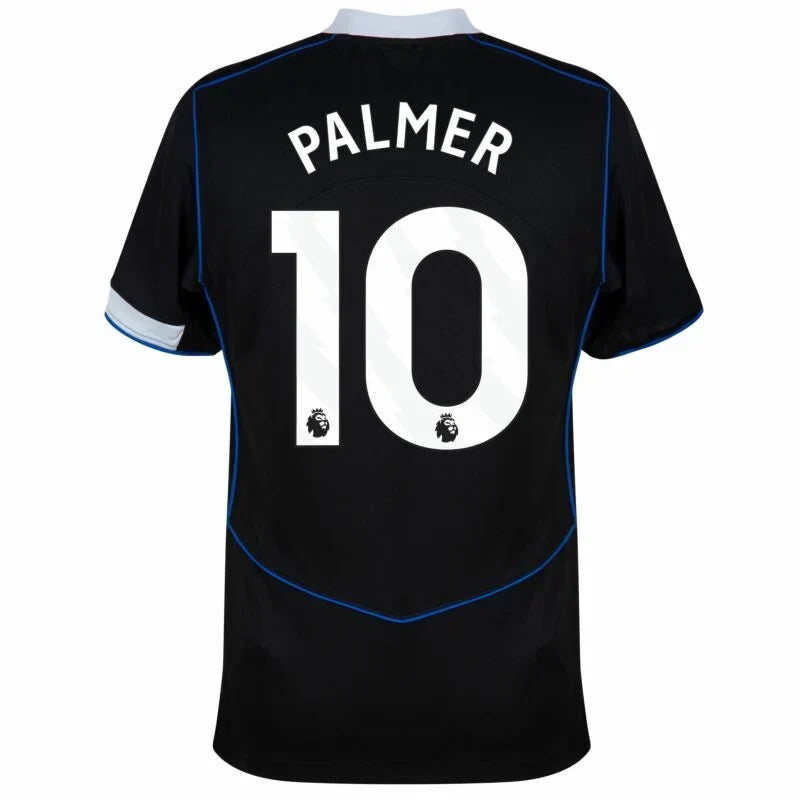 Chelsea Cole Palmer 3rd Kit 2025/26 (Premier League) – geometric and blue and black retro football jersey front view