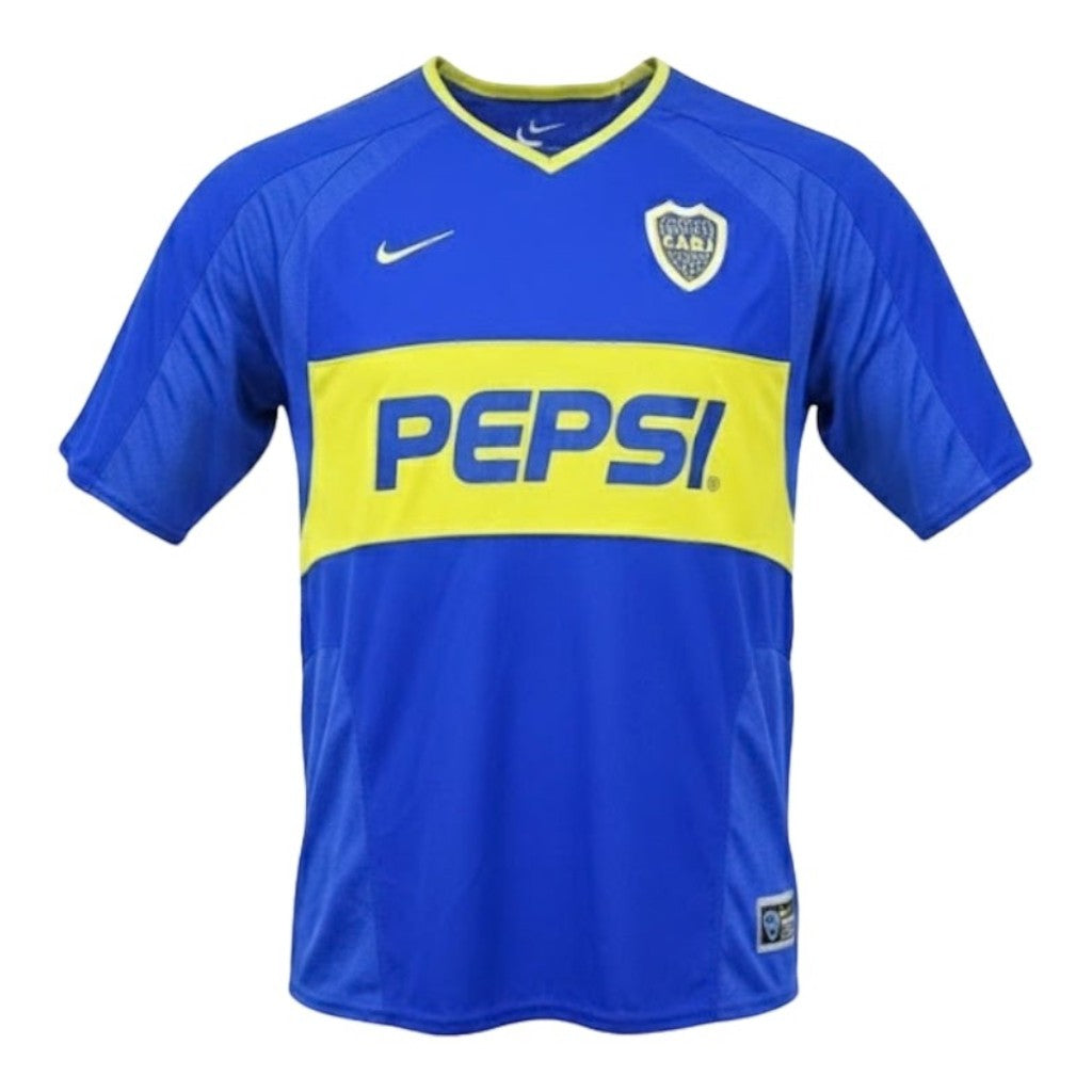 Boca Juniors Retro Jersey 2003/04 – striped and blue retro football jersey front view