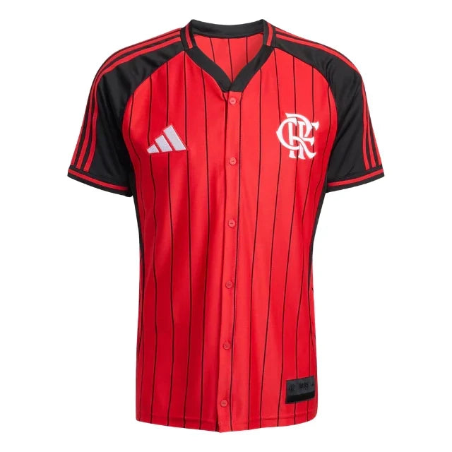 Flamengo Adidas Baseball Jersey – striped retro football jersey front view
