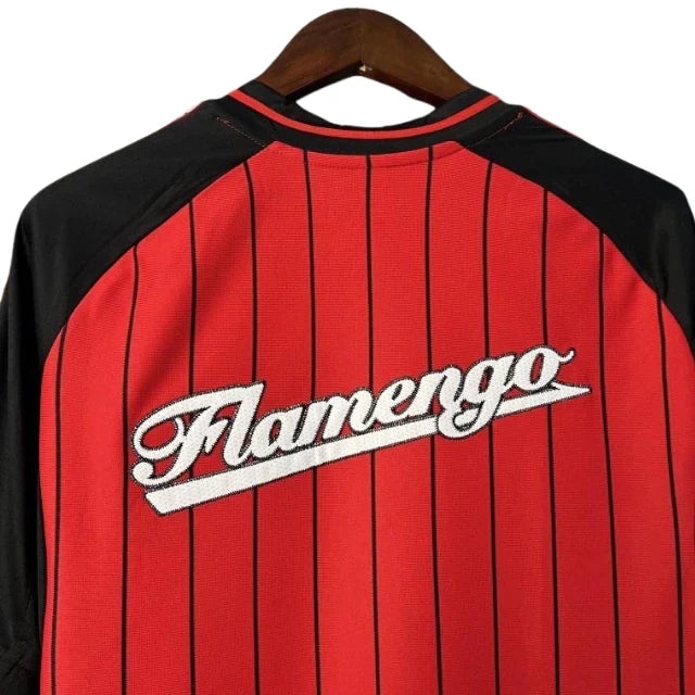 Flamengo Adidas Baseball Jersey – striped retro football jersey back view