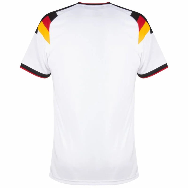 Germany Home Kit - 2026 World Cup – striped and white and geometric retro football jersey back view