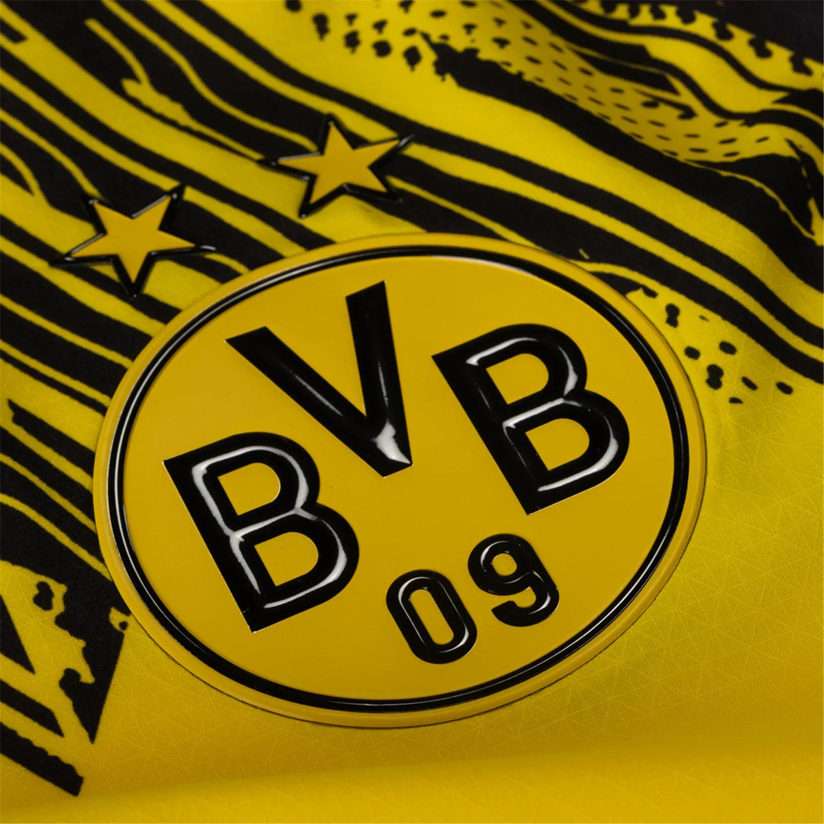 Borussia Dortmund Home Kit 2025/26 (Bundesliga) – yellow and striped retro football jersey detail view
