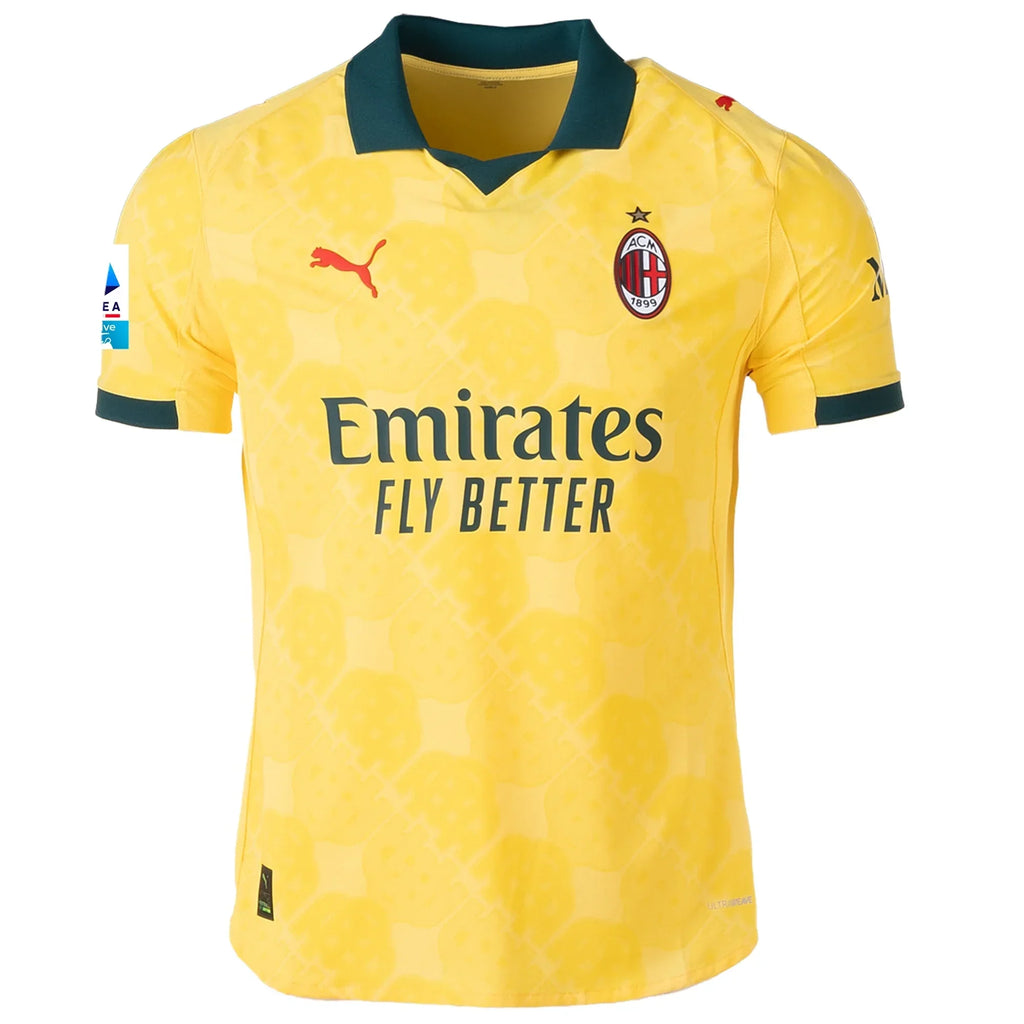 AC Milan 3rd Kit 25/26 Modric (Serie A Player version) – yellow retro football jersey back view