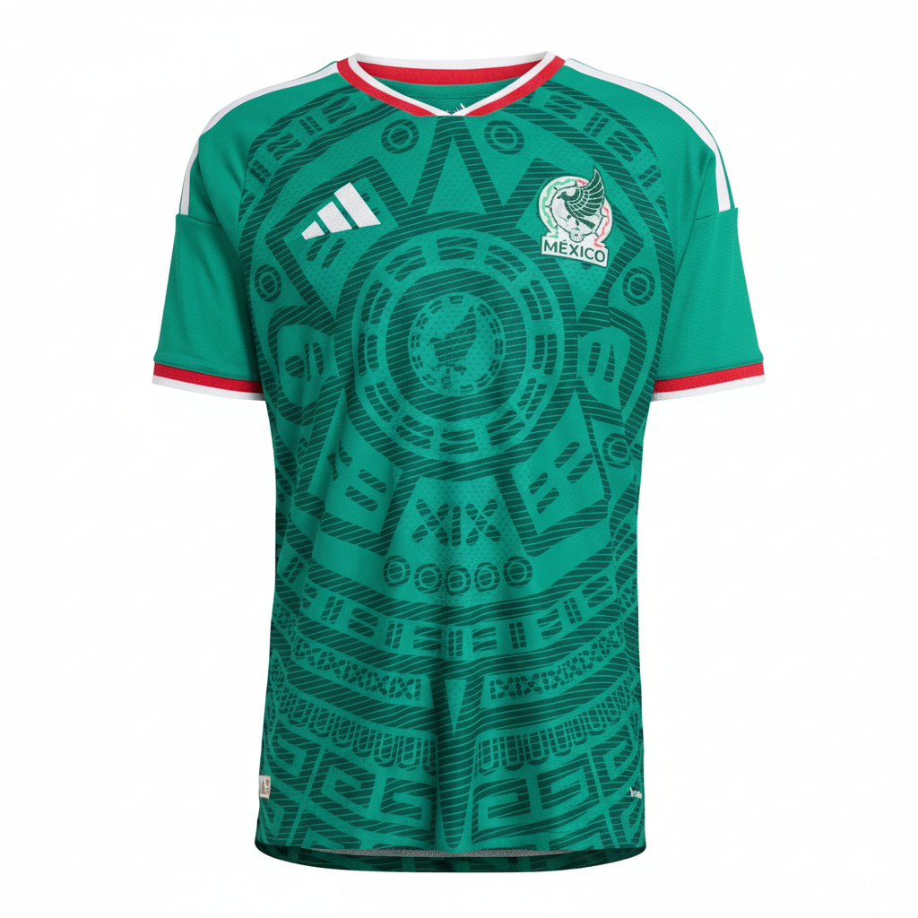Mexico National Team Home Jersey 2025/26 – geometric and green retro football jersey front view