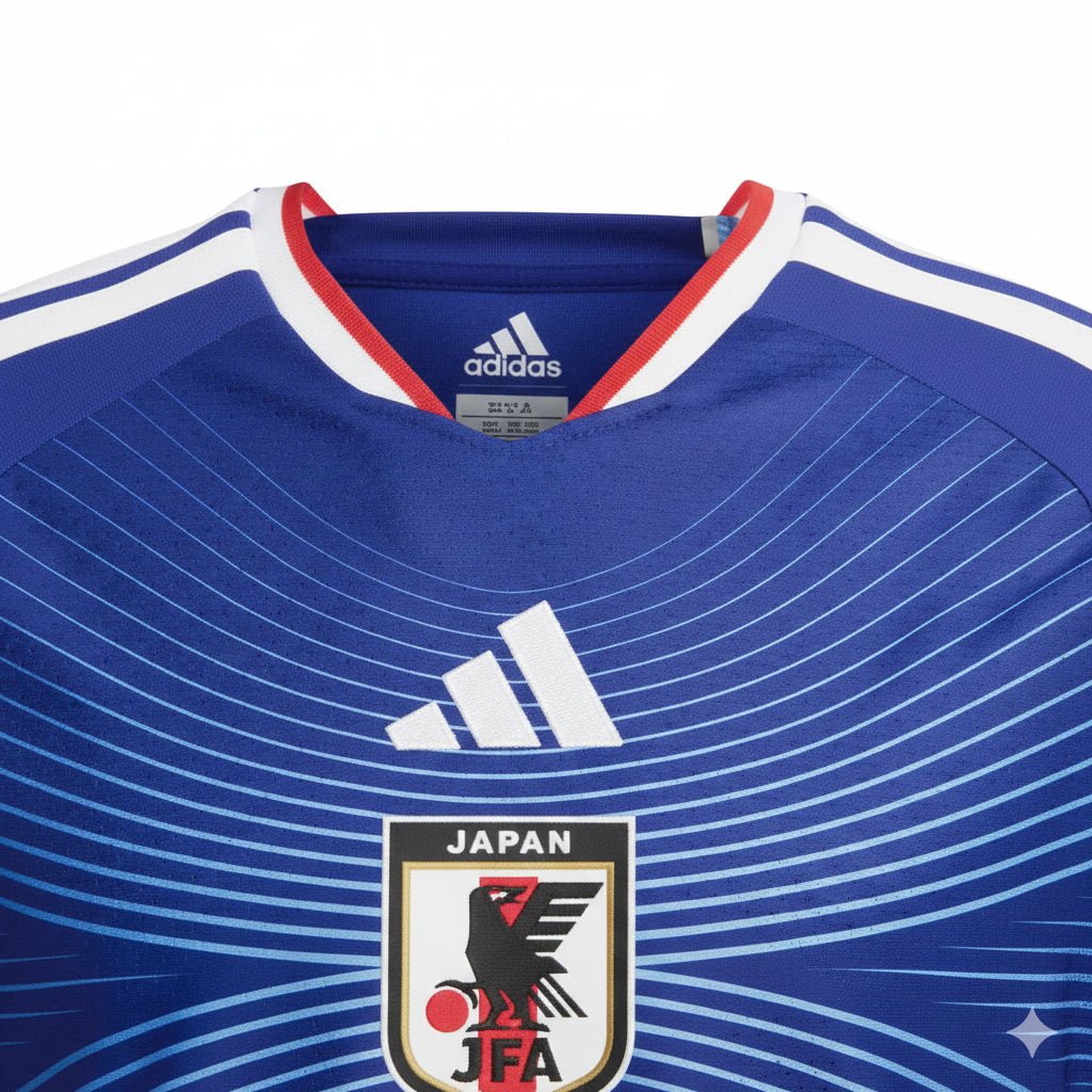 Japan National Team Home Jersey 2025/26 – geometric and blue retro football jersey back view