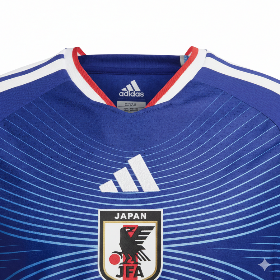 Japan National Team Home Jersey 2025/26 – geometric and blue retro football jersey back view