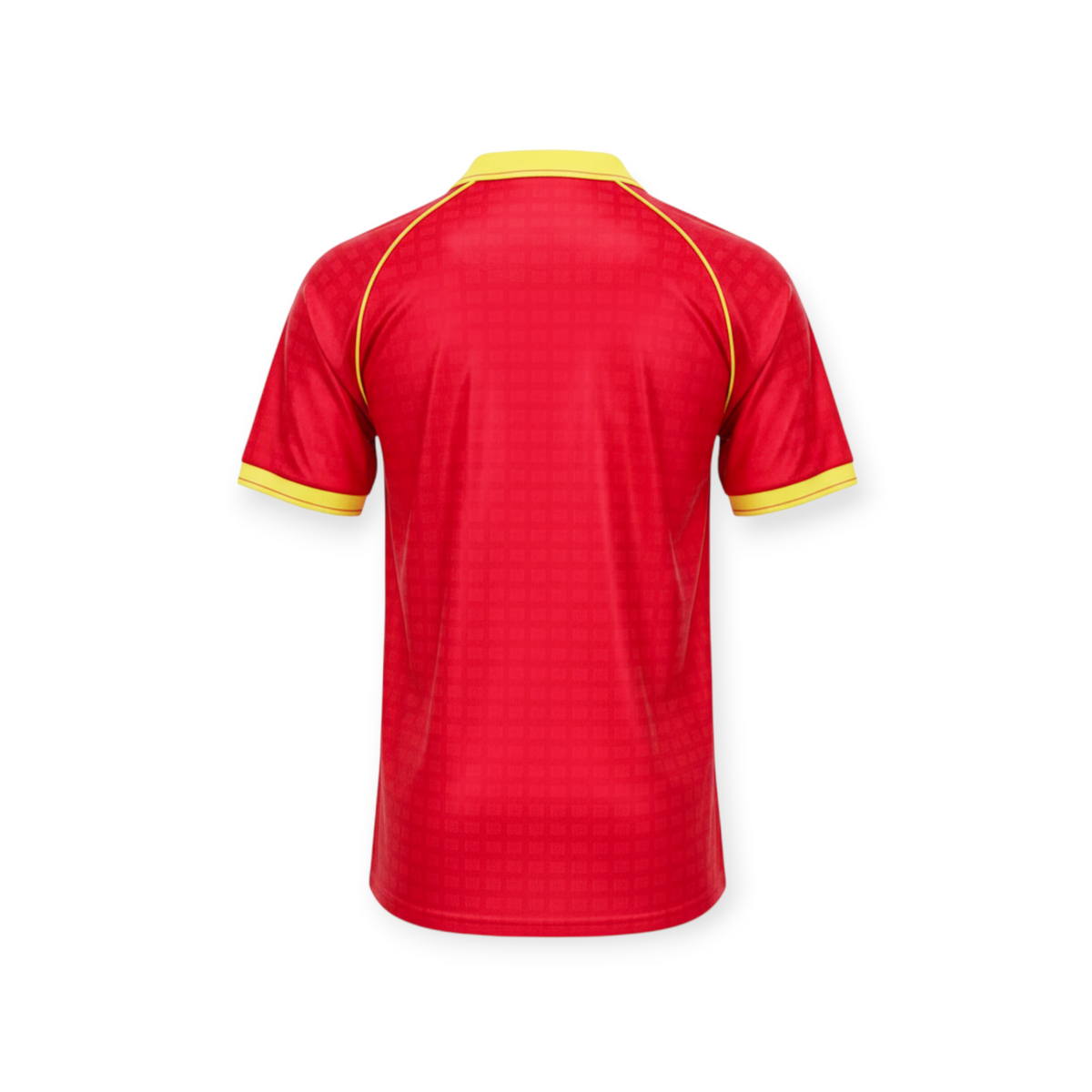 Back view of Archive Football Roma 1988/90 retro home jersey in red with yellow collar and sleeve trim