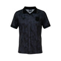 Hinchas Sportswear Store England 1993-95 Umbro black retro football jersey with tonal geometric pattern and crest.