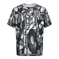 Hinchas Sportswear Store England x Palace Pre-Match Jersey 2026, black, white, grey stained-glass knight graphic, crew neck, Three Lions crest.