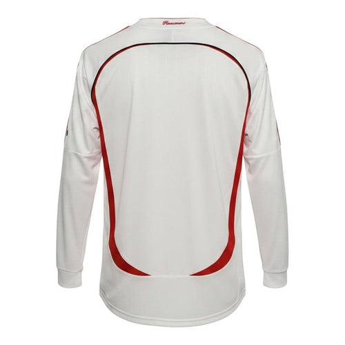 Hinchas Sportswear Store AC Milan 2007 long sleeve retro away jersey, white with red and black accents, Champions League final edition.