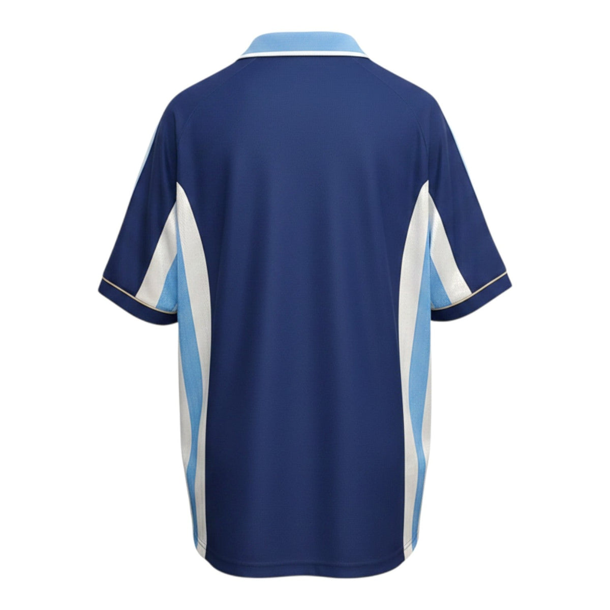 Hinchas Sportswear Store navy blue Argentina 1998 World Cup away jersey with white and light blue side panels and Adidas stripes.