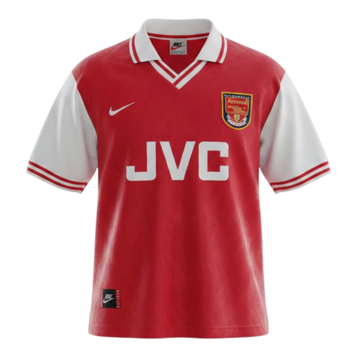 Hinchas Sportswear Store Arsenal 1998 retro home jersey in red with white sleeves, JVC sponsor, and classic crest.