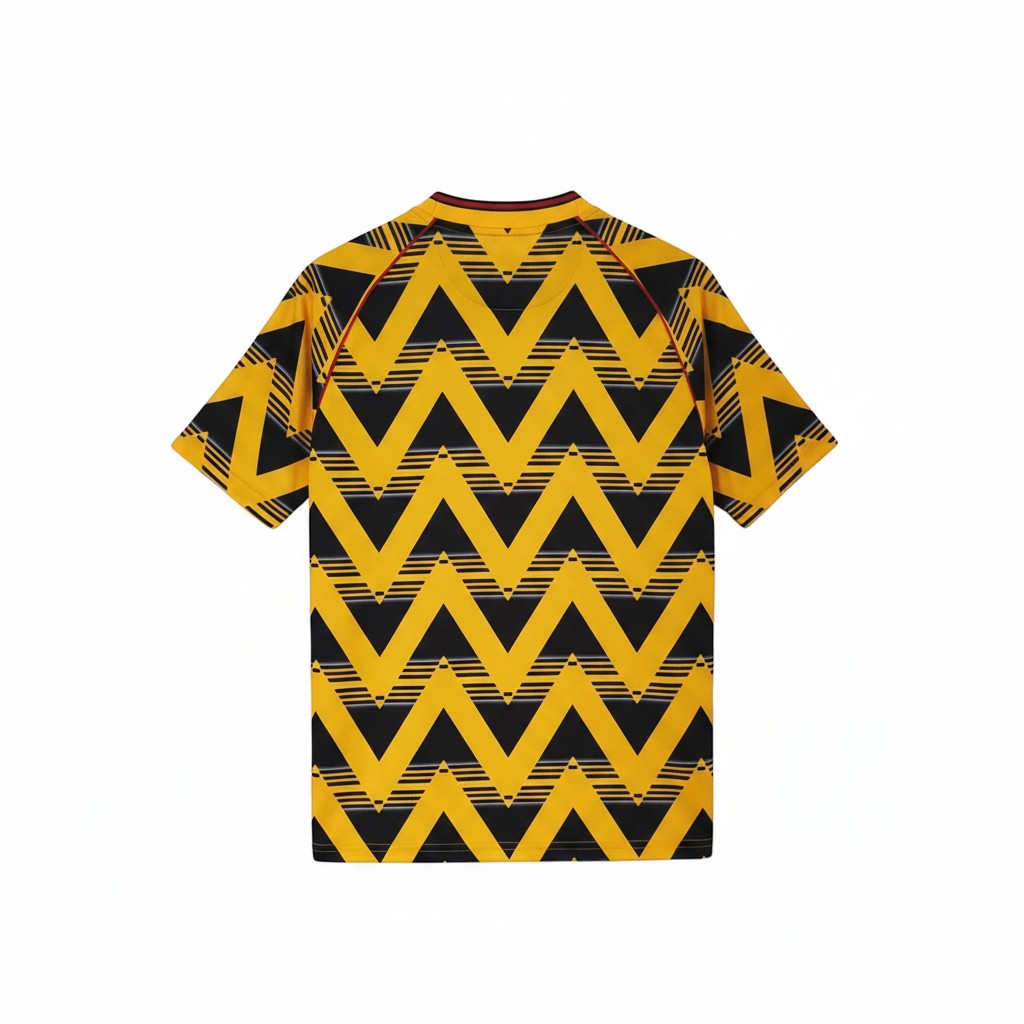 Hinchas Sportswear Store retro Arsenal 1991-93 yellow and black zigzag pattern away jersey.