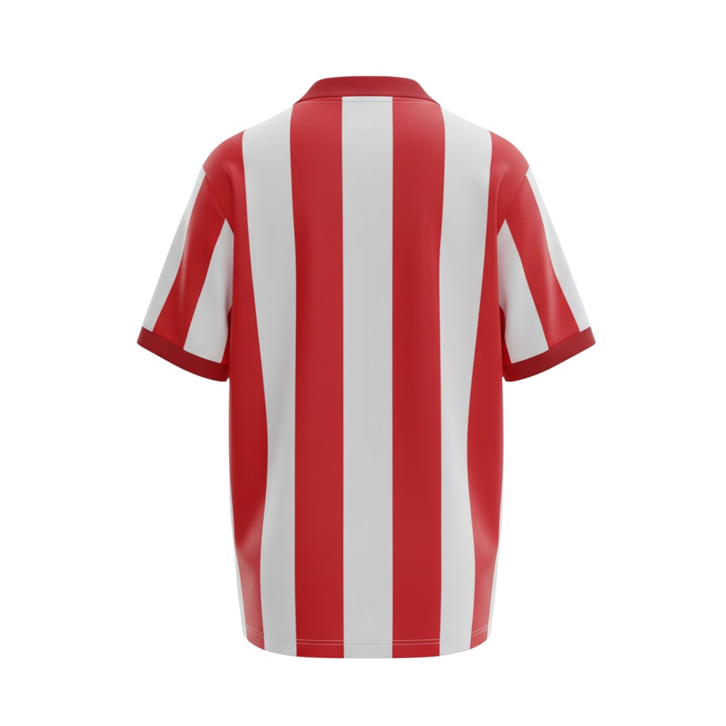 Hinchas Sportswear Store Atlético de Madrid 2003 Centenario retro home jersey, red and white vertical stripes, V-neck collar.
