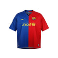 Hinchas Sportswear Store Barcelona 08/09 Home Kit, blue and red halves, UNICEF sponsor, Nike logo, FCB crest.