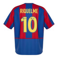 Hinchas Sportswear Store Barcelona 2002-03 Riquelme #10 retro home jersey, blue and red stripes, premium fabric.