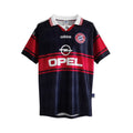 Hinchas Sportswear Store Bayern Munich 1997/98 retro jersey, navy with red band and sleeves, Opel sponsor, Adidas logo.