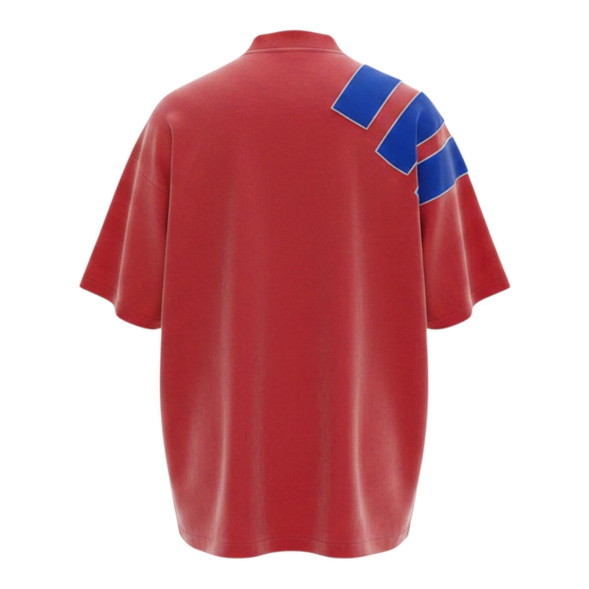 Hinchas Sportswear Store red Bayern Munich 1992/93 retro jersey with royal blue Adidas stripes on the left shoulder and chest.
