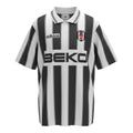 Hinchas Sportswear Store Beşiktaş JK retro 96/97 home jersey, black and white stripes, polo collar, BJK crest, Adidas and Beko logos.