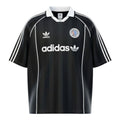 Hinchas Sportswear Store black Adidas Originals retro jersey with white stripes and Trefoil logo.