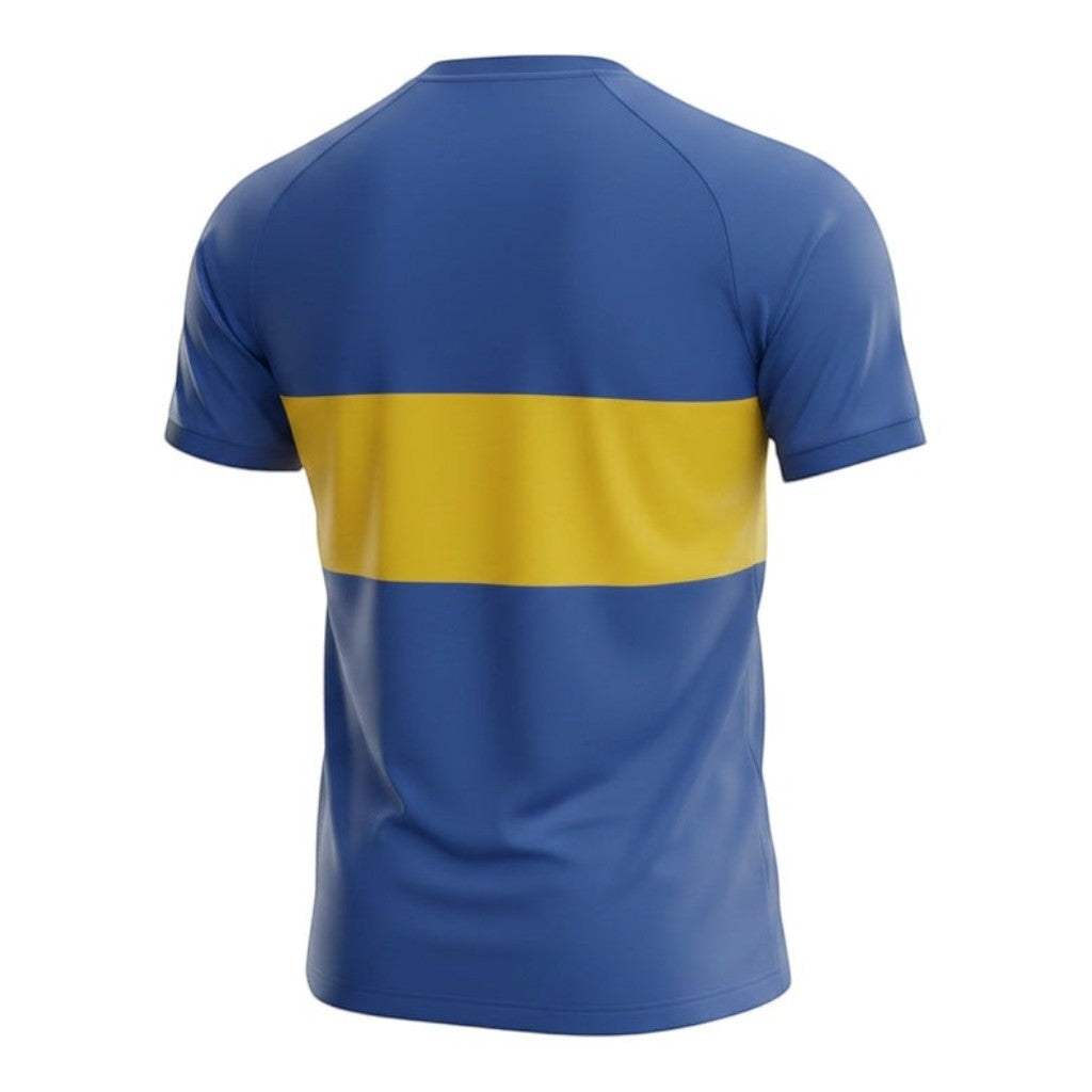 Hinchas Sportswear Store Boca Juniors 1981 retro jersey, blue with yellow horizontal stripe, short sleeves, round neck.