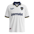 Hinchas Sportswear Store white Boca Juniors 1994 away jersey with navy collar and sleeve cuffs, Parmalat sponsor, and CABJ 1905 crest.