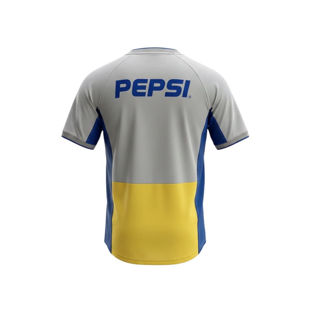 Hinchas Sportswear Store Boca Juniors 2002 retro grey and blue away jersey with Pepsi sponsor.