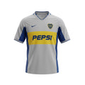 Hinchas Sportswear Store Boca Juniors 2002 grey and blue retro jersey with yellow Pepsi sponsor and Nike logo.