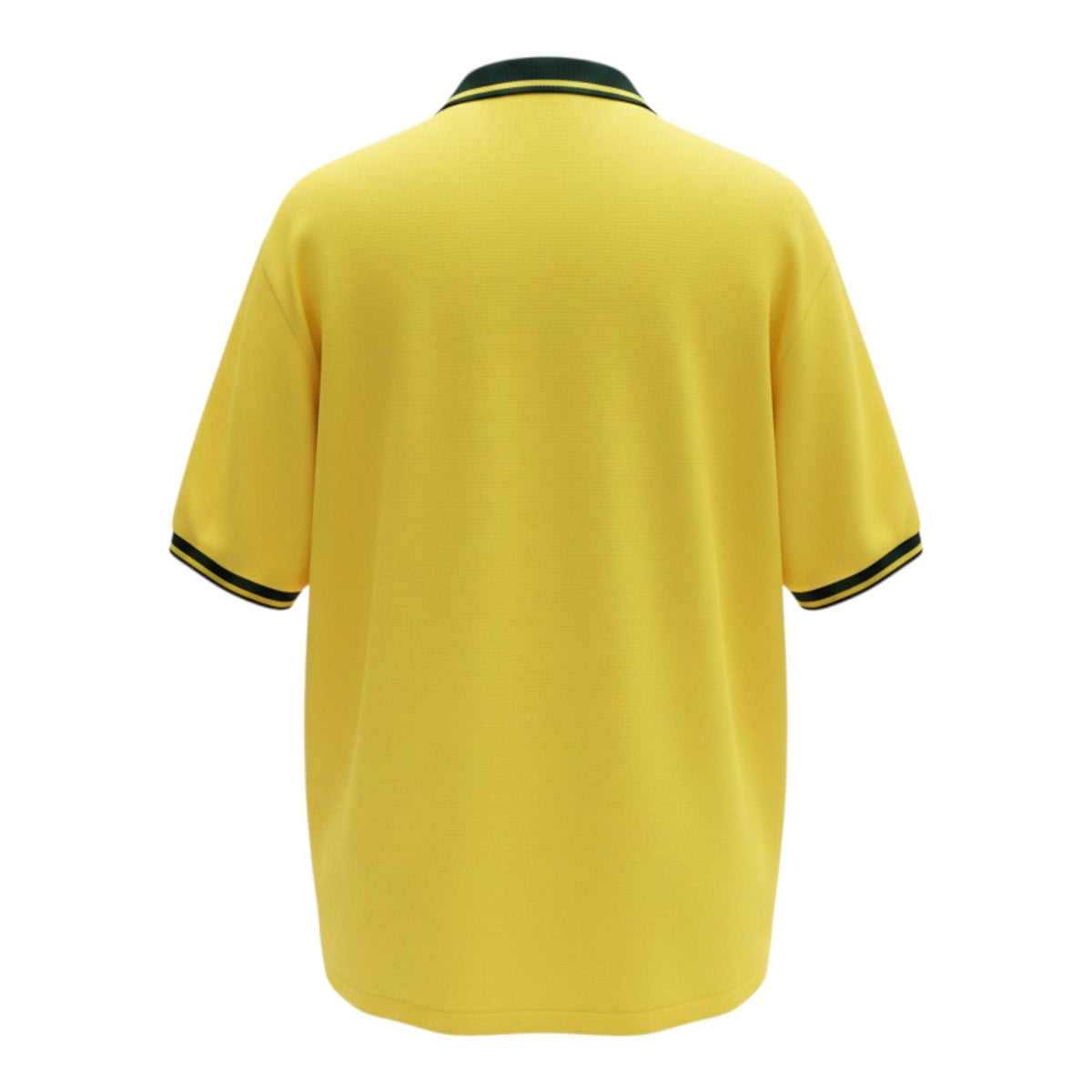 Hinchas Sportswear Store Brazil 1994 World Cup retro jersey in canary yellow with black and green trim on collar and cuffs.