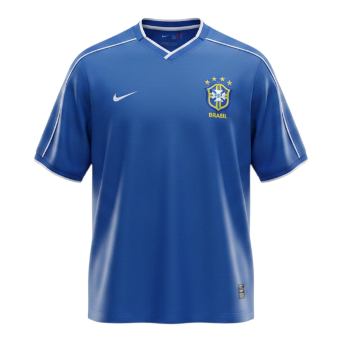Hinchas Sportswear Store Brazil 1998 World Cup away jersey in royal blue with white piping and 4-star CBF crest.