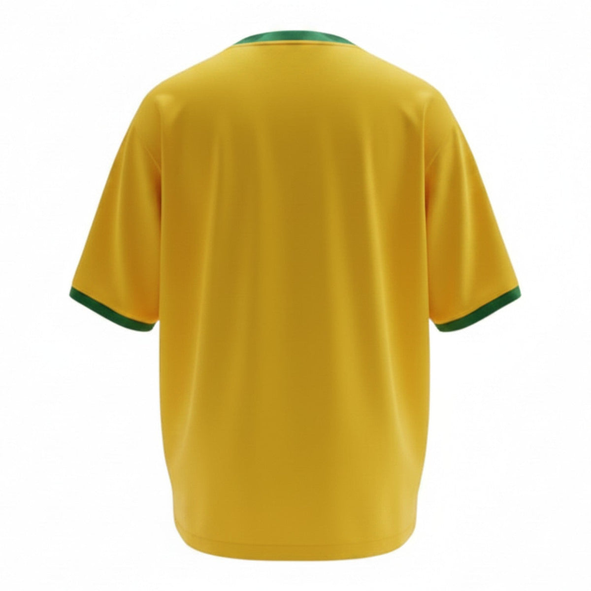Hinchas Sportswear Store Brazil 2006 World Cup retro jersey in canary yellow with green trim on collar and cuffs. Nike Dri-FIT.