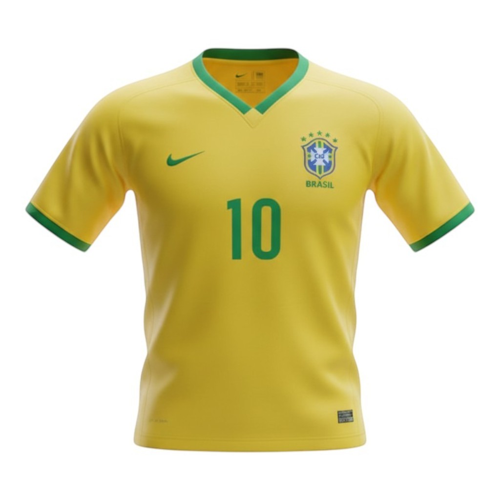 Hinchas Sportswear Store Brazil 2006 Ronaldinho retro jersey, yellow with green trim, featuring number 10 and CBF crest.