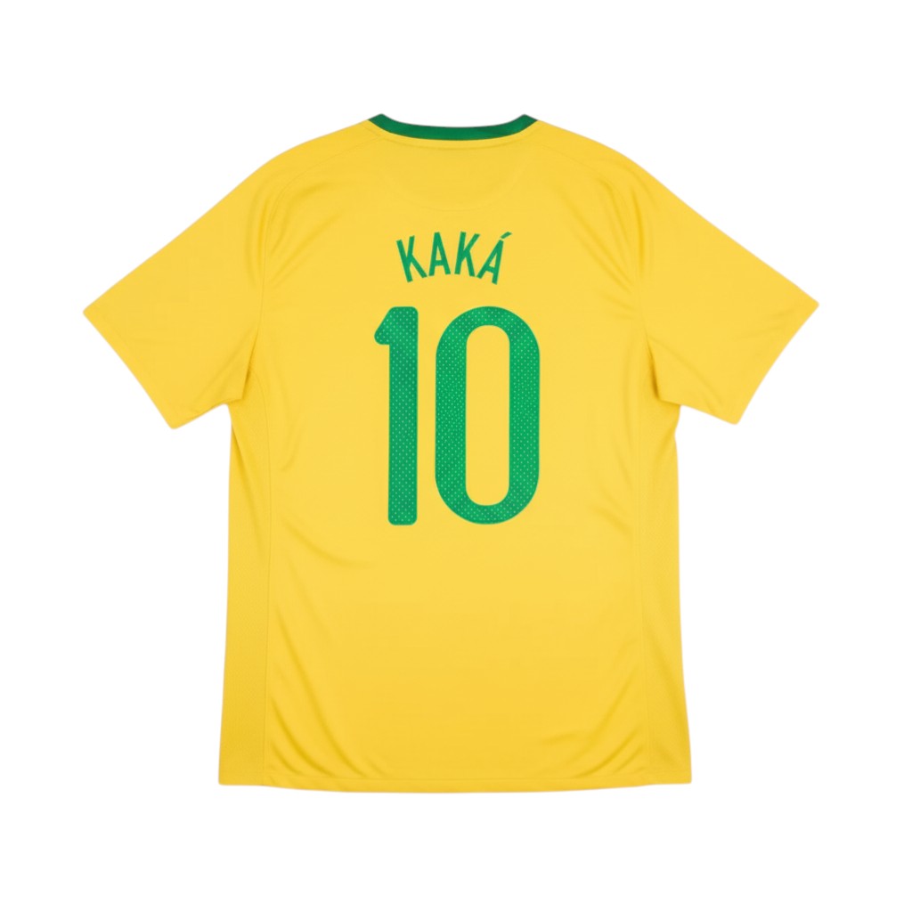 Hinchas Sportswear Store Brazil 2006 Kaká retro football jersey, yellow with green trim, number 10 and Kaká name.