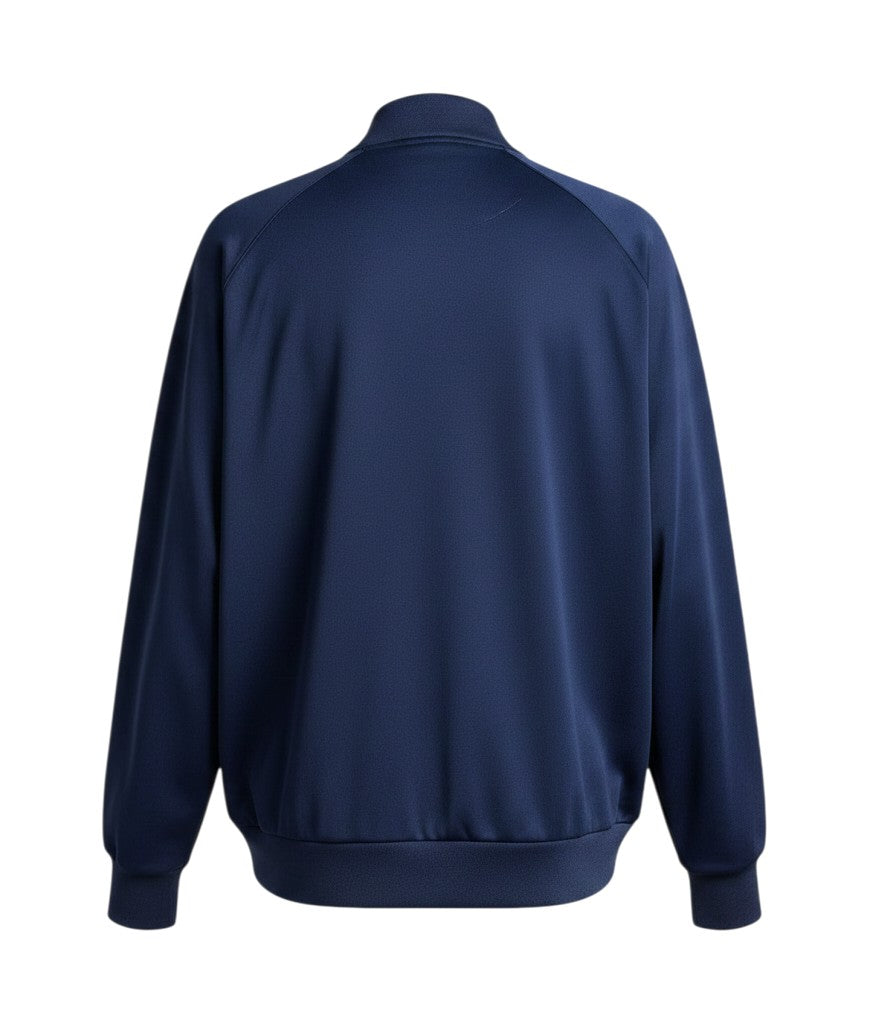 Chaqueta retro de entrenamiento azul marino de Hinchas Sportswear Store, estilo Admiral 1980, con cuello alto y cremallera completa.